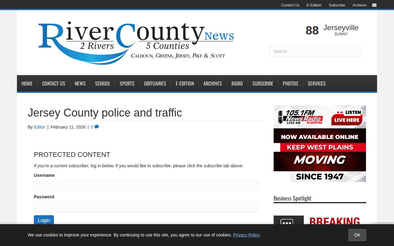 Example River County News Jersey County police and traffic report